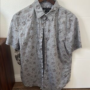 Men's John Varvatos Gray Floral Shirt